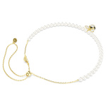 Idyllia choker Crystal pearl, Mixed cuts, Bee, White, Gold-tone plated